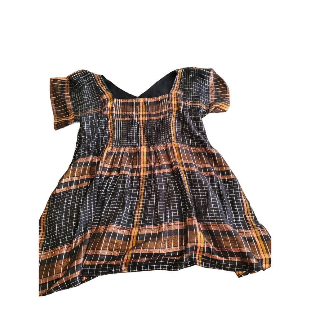 Free People Metallic Babydoll Pleaded‎ Mini Dress Small